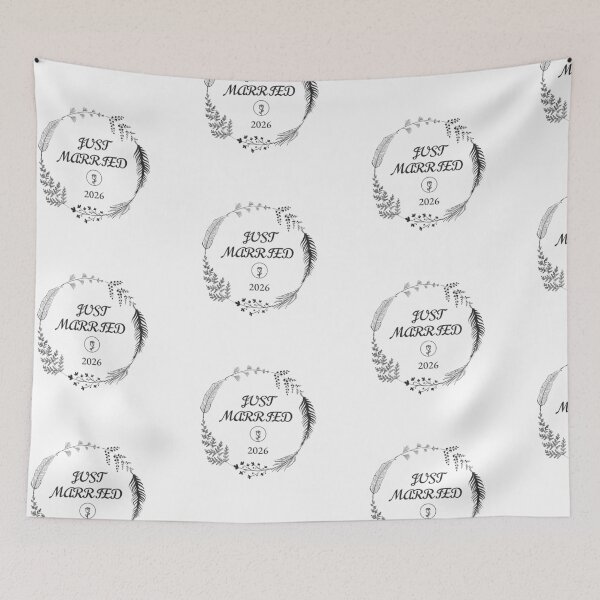Item preview, JUST MARRIED WREATH CUSTOMISABLE WEDDING PRESENT GIFT designed and sold by PapillonTextiles.