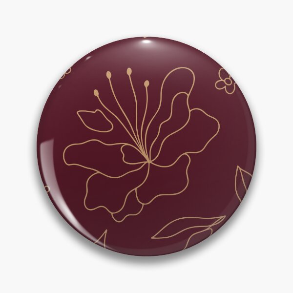 Item preview, Burgundy and Gold Floral Line Art Botanical Pattern designed and sold by WormJ.