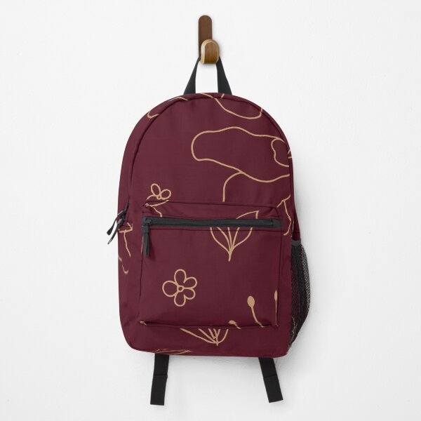 Item preview, Burgundy and Gold Floral Line Art Botanical Pattern designed and sold by WormJ.