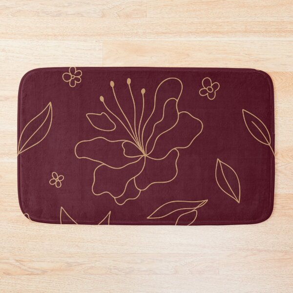 Item preview, Burgundy and Gold Floral Line Art Botanical Pattern designed and sold by WormJ.