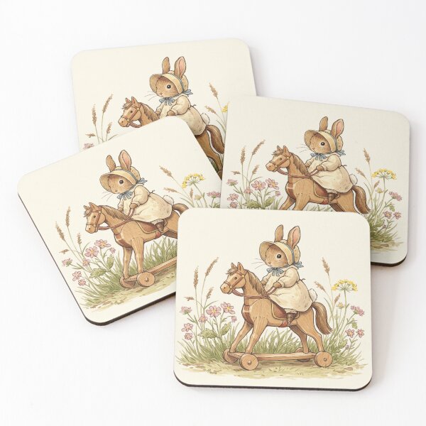 Item preview, Little Bunny Riding a Rocking Horse in Pastel designed and sold by Pasteltone.