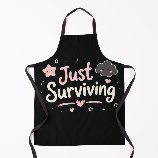 Item preview, Just Surviving Cute Kawaii Quote Design | Funny Mental Health Aesthetic Black Background designed and sold by Sanika arts .