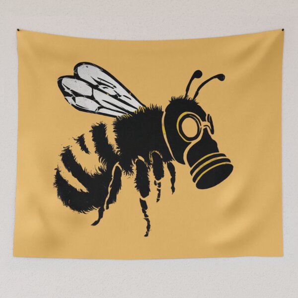 Item preview, bee wearing a gas mask designed and sold by 123ks.