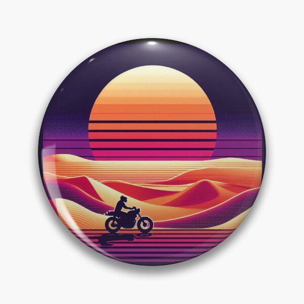 Item preview, Desert Synthwave Ride – Retro Motorcycle Art designed and sold by Dogandesighn.