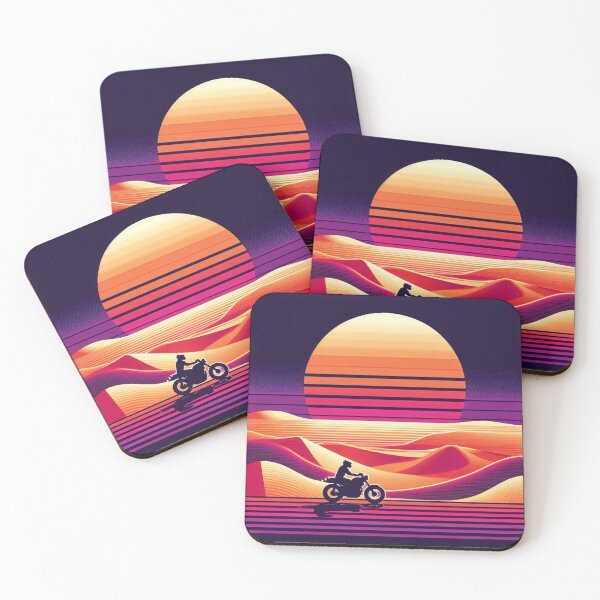 Item preview, Desert Synthwave Ride – Retro Motorcycle Art designed and sold by Dogandesighn.