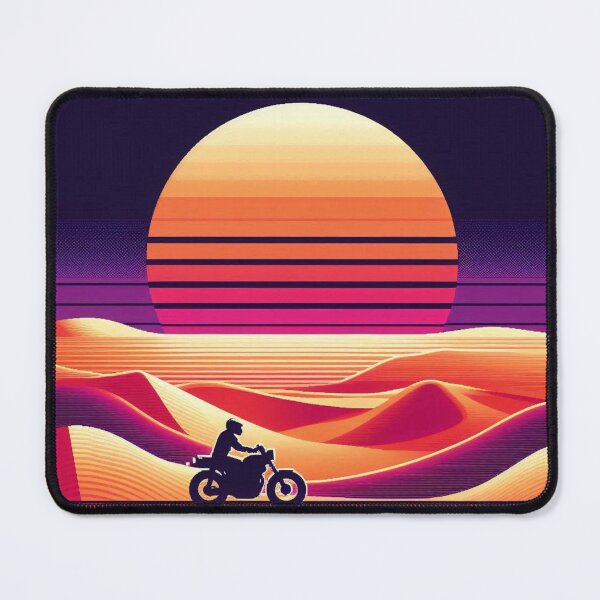 Item preview, Desert Synthwave Ride – Retro Motorcycle Art designed and sold by Dogandesighn.