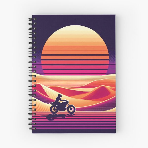 Item preview, Desert Synthwave Ride – Retro Motorcycle Art designed and sold by Dogandesighn.