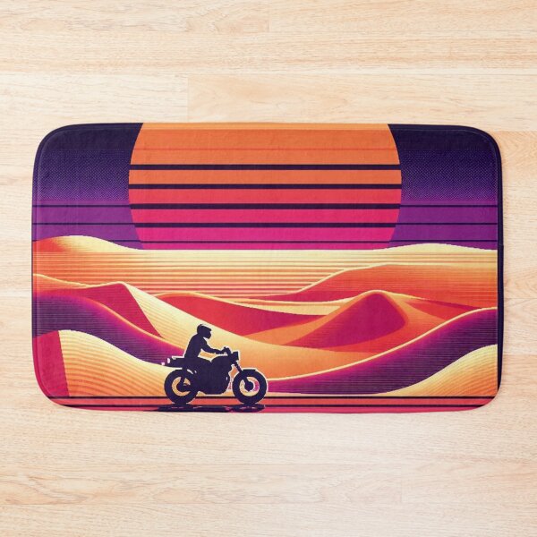 Item preview, Desert Synthwave Ride – Retro Motorcycle Art designed and sold by Dogandesighn.