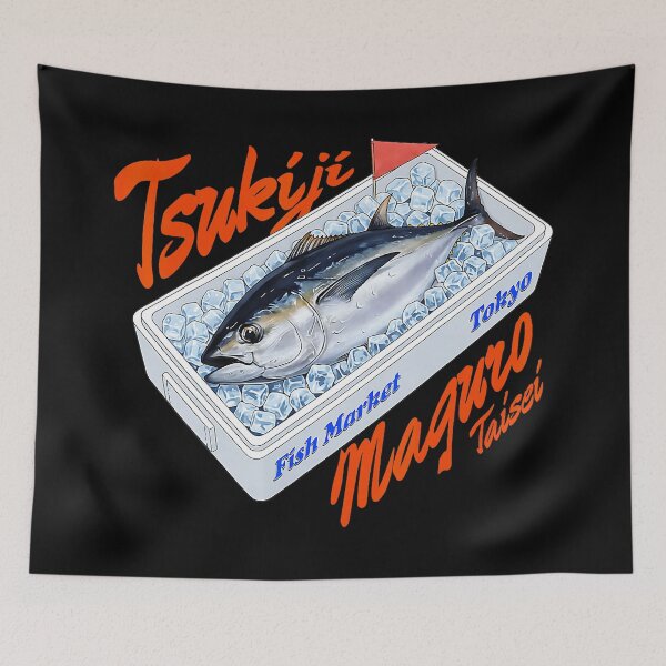 Item preview, Tsukiji Fish Market Tuna Crate Retro Japanese Street Food designed and sold by titanlevi.