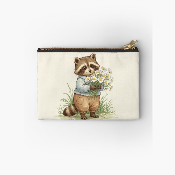 Item preview, Vintage Watercolor Raccoon Picking Daisies designed and sold by Pasteltone.