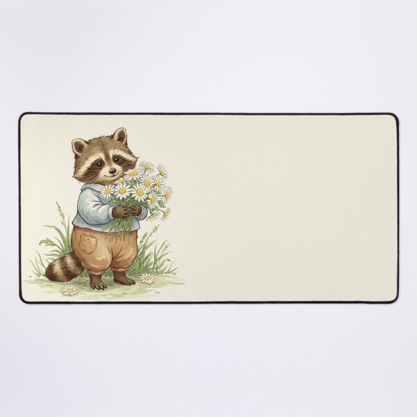 Item preview, Vintage Watercolor Raccoon Picking Daisies designed and sold by Pasteltone.