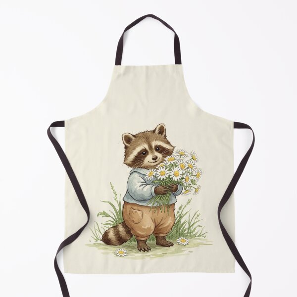 Item preview, Vintage Watercolor Raccoon Picking Daisies designed and sold by Pasteltone.