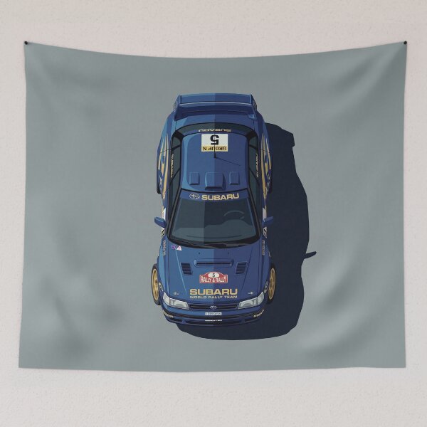 Item preview, Subaru Legacy RS Group A Rally Blue Top View Vector Art designed and sold by Motorline44.