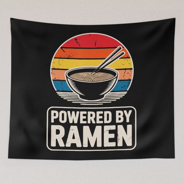 Item preview, Powered By Ramen Vintage Japanese Noodle Bowl Funny Retro designed and sold by titanlevi.