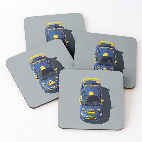Item preview, Subaru WRX STi Modern Rally Blue and Yellow Top View Vector Art designed and sold by Motorline44.