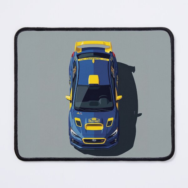 Item preview, Subaru WRX STi Modern Rally Blue and Yellow Top View Vector Art designed and sold by Motorline44.