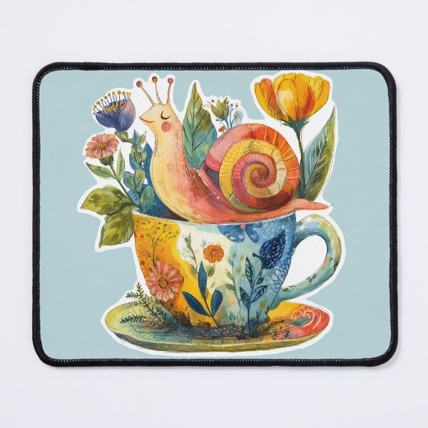 Item preview, Sunny Snail Tea Time | Whimsical Cottagecore Art designed and sold by AlisaArtDecor.