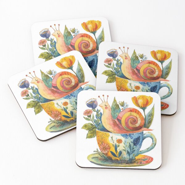 Item preview, Sunny Snail Tea Time | Whimsical Cottagecore Art designed and sold by AlisaArtDecor.