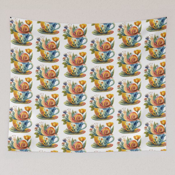 Item preview, Sunny Snail Tea Time | Whimsical Cottagecore Art designed and sold by AlisaArtDecor.