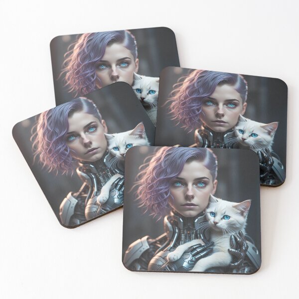 Item preview, Cybernetic Bond – Cyborg Girl and White Cat designed and sold by UmSkelig834.