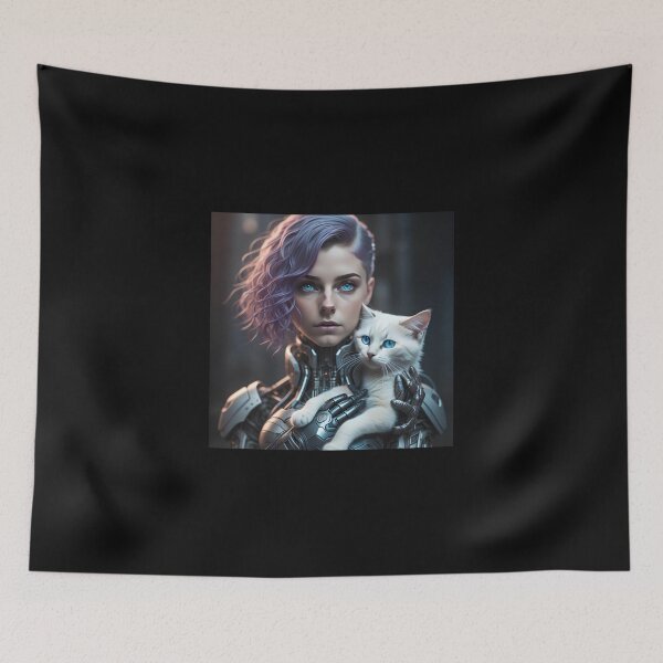 Item preview, Cybernetic Bond – Cyborg Girl and White Cat designed and sold by UmSkelig834.