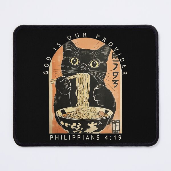 Item preview, Funny Black Cat Ramen Illustration With Vintage Japanese Noodle Shop Style designed and sold by titanlevi.