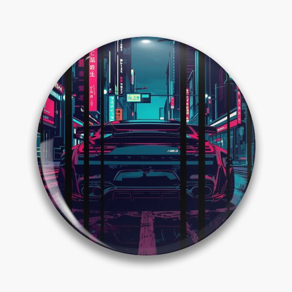 Item preview, B.W M6 sideways cyberpunk neon city, high contrast colors, cinematic lighting, bold vector illustration 29 designed and sold by Neon G.
