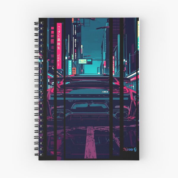 Item preview, B.W M6 sideways cyberpunk neon city, high contrast colors, cinematic lighting, bold vector illustration 29 designed and sold by Neon G.