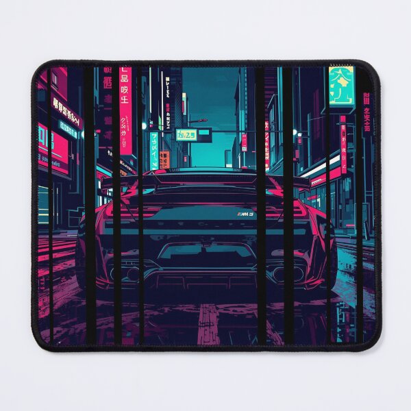 Item preview, B.W M6 sideways cyberpunk neon city, high contrast colors, cinematic lighting, bold vector illustration 29 designed and sold by Neon G.
