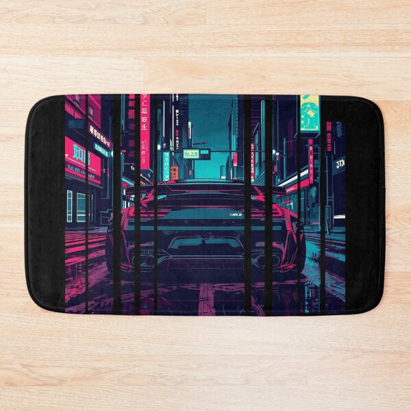 Item preview, B.W M6 sideways cyberpunk neon city, high contrast colors, cinematic lighting, bold vector illustration 29 designed and sold by Neon G.