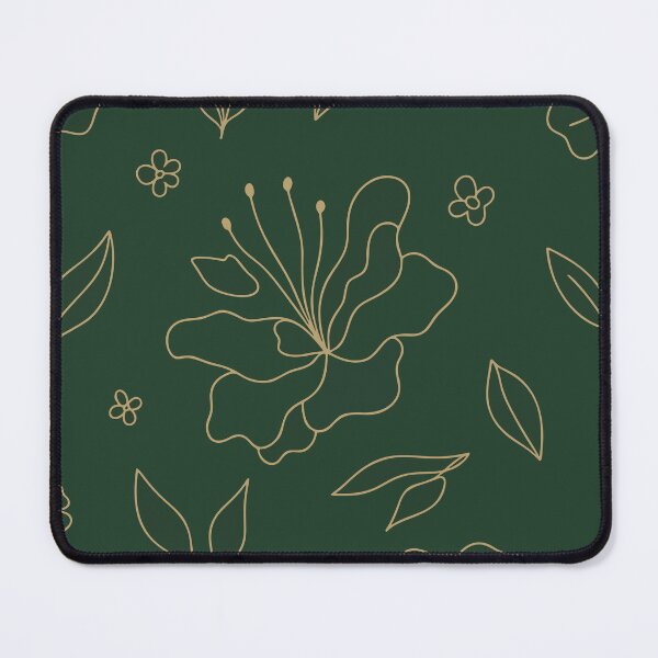 Item preview, Forest Green Gold Floral Line Art Botanical Pattern designed and sold by WormJ.