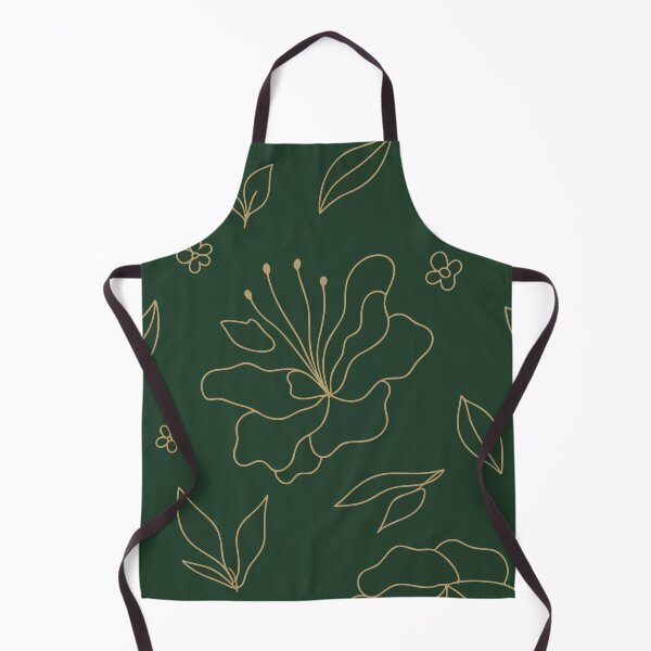 Item preview, Forest Green Gold Floral Line Art Botanical Pattern designed and sold by WormJ.