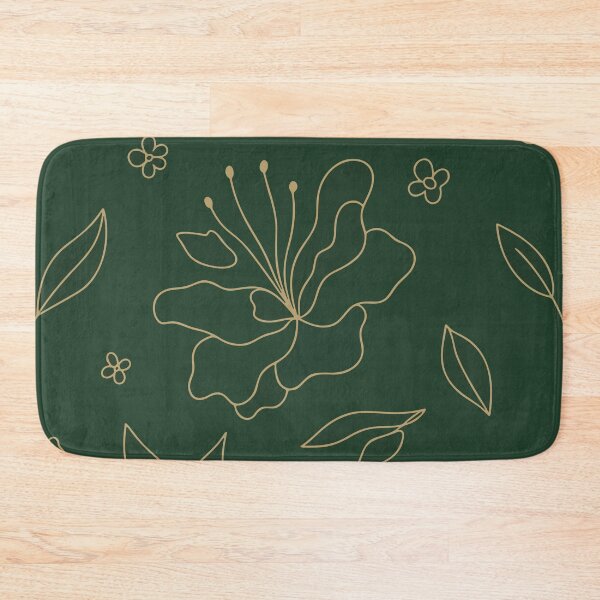 Item preview, Forest Green Gold Floral Line Art Botanical Pattern designed and sold by WormJ.