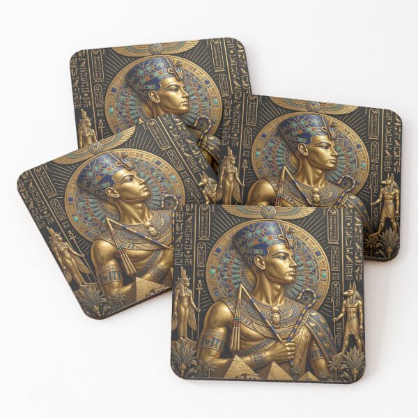 Item preview, Golden Pharaoh and Ancient Egyptian Deities Royal Portrait designed and sold by Queen Cleopatra.