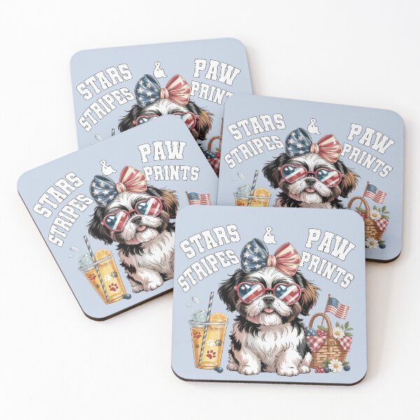Item preview, Cute Patriotic Shih Tzu in Heart Sunglasses Stars & Stripes Paw Prints 4th of July designed and sold by tamdevo1.