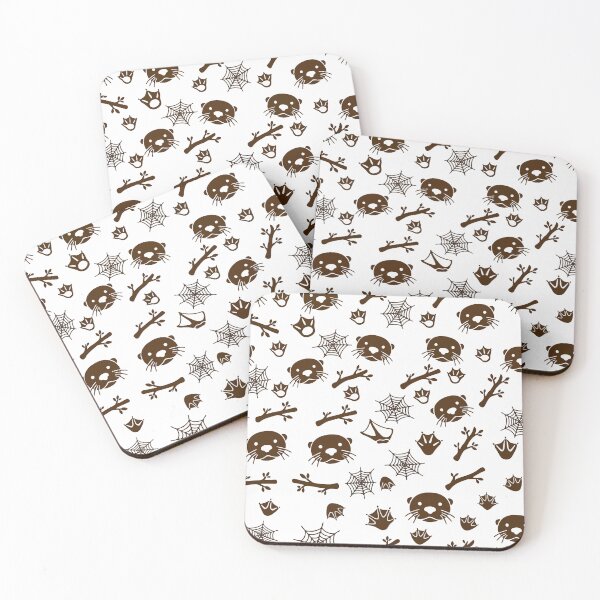 Item preview, Cute Otter Spider Web Branch Paw Print Pattern designed and sold by WormJ.