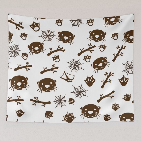 Item preview, Cute Otter Spider Web Branch Paw Print Pattern designed and sold by WormJ.