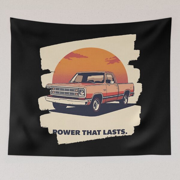 Item preview, Dodg D100 1972 pickup framed by a retro sunset nostalgic background 22 designed and sold by Neon G.