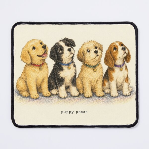 Item preview, Puppy Posse Vintage 90s Storybook Illustration Art designed and sold by DogGonePeople.