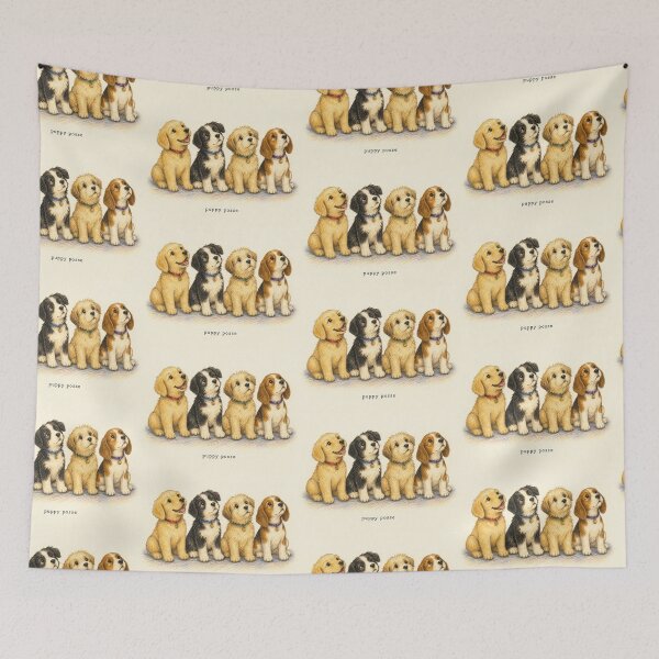Item preview, Puppy Posse Vintage 90s Storybook Illustration Art designed and sold by DogGonePeople.