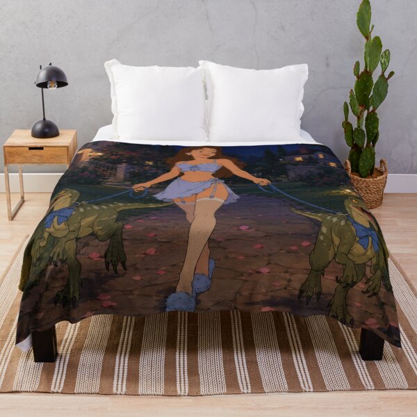 Item preview, Good Girl Walking Tiny Dinosaurs Funny Retro Anime Art designed and sold by  Hollow Moon Studios..