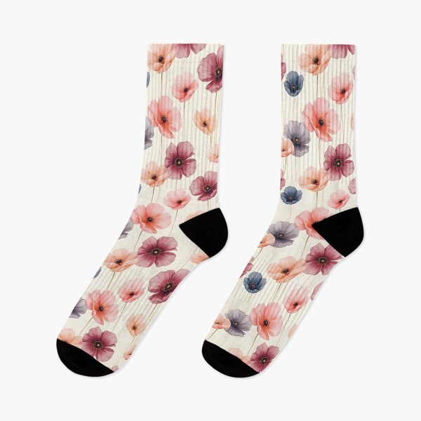 Item preview, Watercolor Poppy Flowers in Burgundy, Navy, Beige & Coral | Elegant Floral Art designed and sold by PeacefulD-signs.