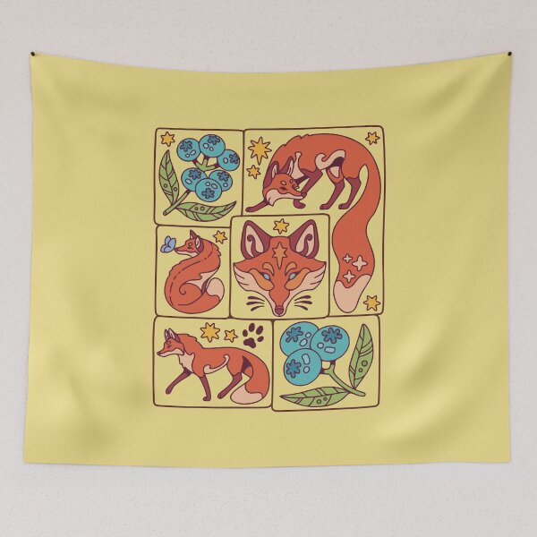 Item preview, Foxes & Blueberries designed and sold by Erika Vaigel Creations.