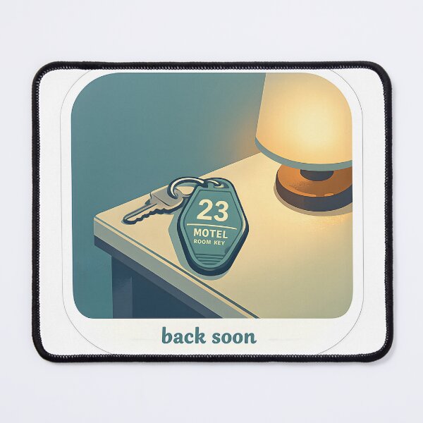 Item preview, Back Soon Minimal Motel Key Design designed and sold by Naviora.