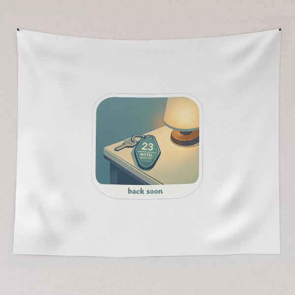 Item preview, Back Soon Minimal Motel Key Design designed and sold by Naviora.