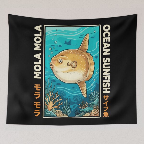 Item preview, Mola Mola Ocean Sunfish Illustration With Retro Japanese Aquarium Style designed and sold by titanlevi.