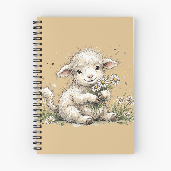 Item preview, Cute Watercolor Baby Lamb with Daisy Flowers Art designed and sold by BreezifyDesignStudio.