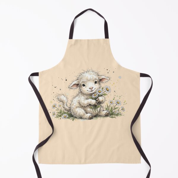 Item preview, Cute Watercolor Baby Lamb with Daisy Flowers Art designed and sold by BreezifyDesignStudio.