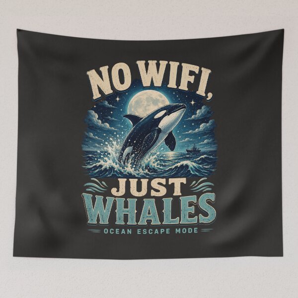 Item preview, NO WIFI JUST WHALES Ocean Escape Mode Orca Lover designed and sold by JerdbordinShop.
