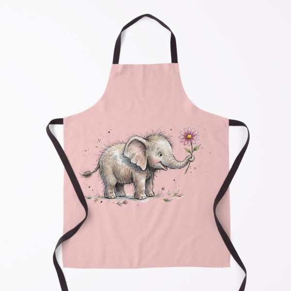 Item preview, Cute Watercolor Baby Elephant with Pink Flower Art designed and sold by BreezifyDesignStudio.